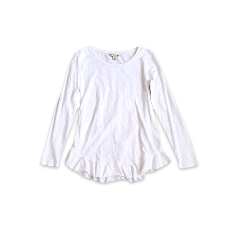 Toad & Co Samba Flutter White Ruffled Long Sleeve Top Size XS
